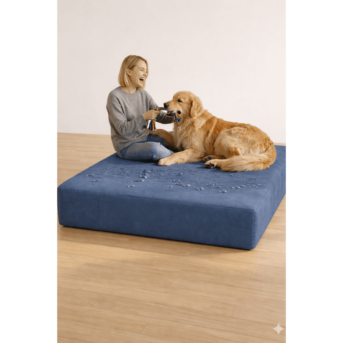 Water Repellent Dog Bed Cover 36x27x4 Inch, Washable Pet Bed Cushion Cover with Zipper, Scratch Resistant Replacement Cover for Medium Large Dogs, Grey Navy Black