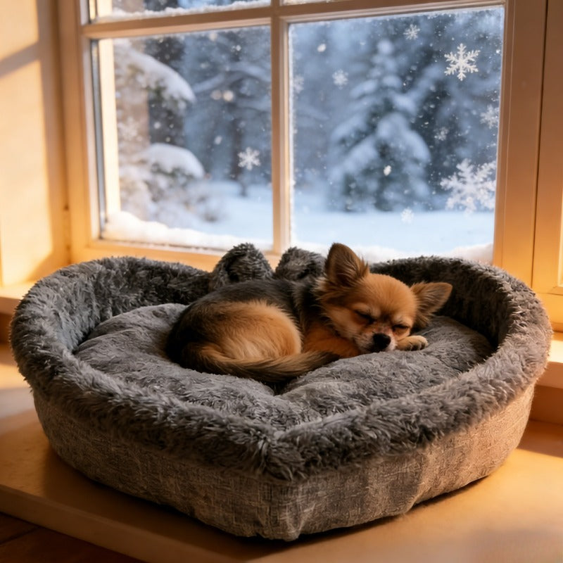 Heart-Shaped Dog Bed with Plush Fleece Lining, Medium Cozy Resting Bed for Puppies, Small Dogs and Cats up to 6.61 lb, No Assembly Required