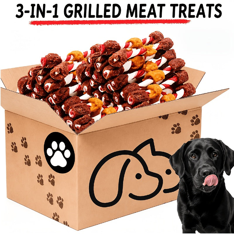 Dog Kabob Treats Triple Flavor Skewers, Mixed Meat Chew Snacks with Combination Pack Options for Supervised Rewards and Daily Treat Time