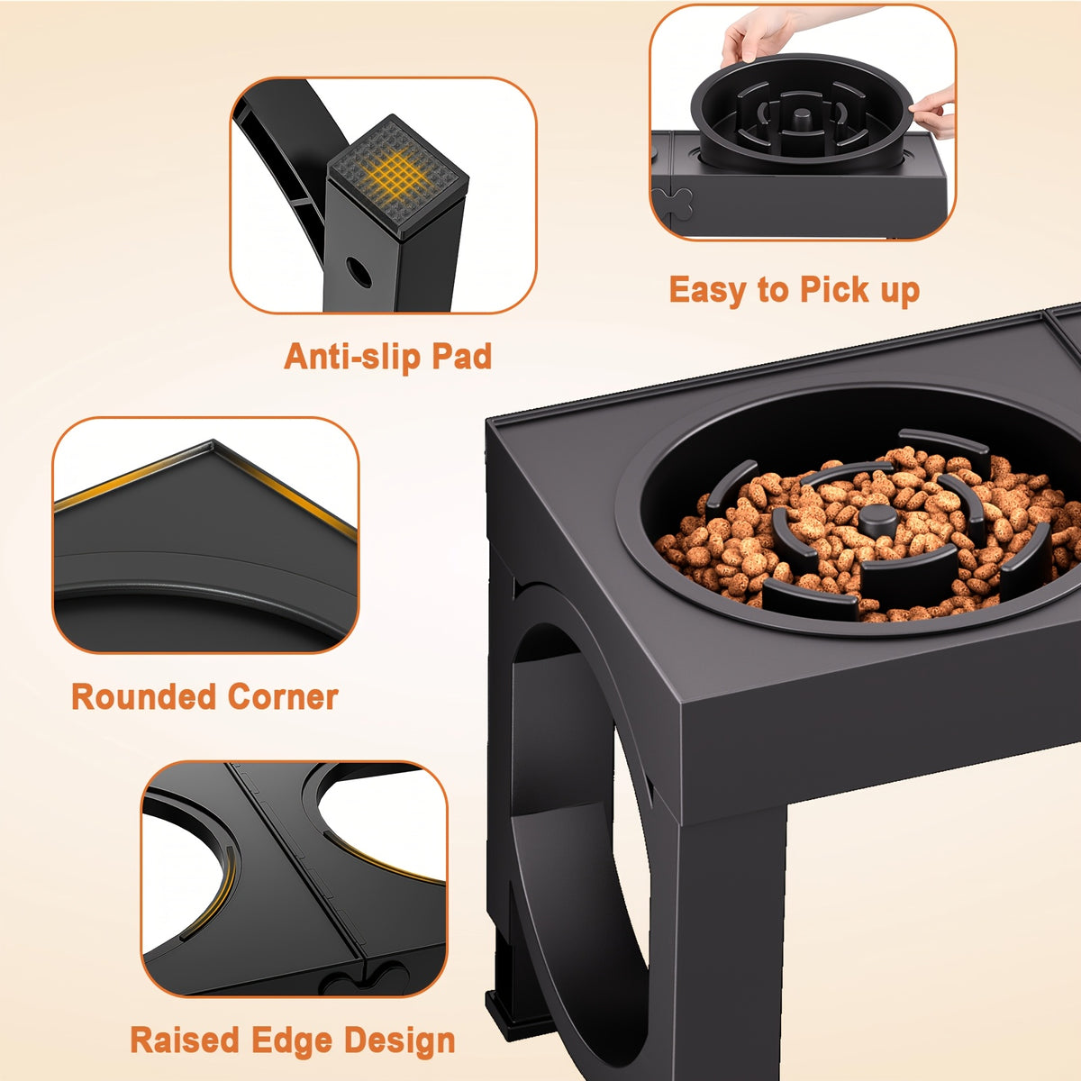 Foldable Elevated Dog Bowls with Height Adjustable Stand for Large Dogs, Raised Food and Water Feeding Station with Stainless Steel Bowl Options