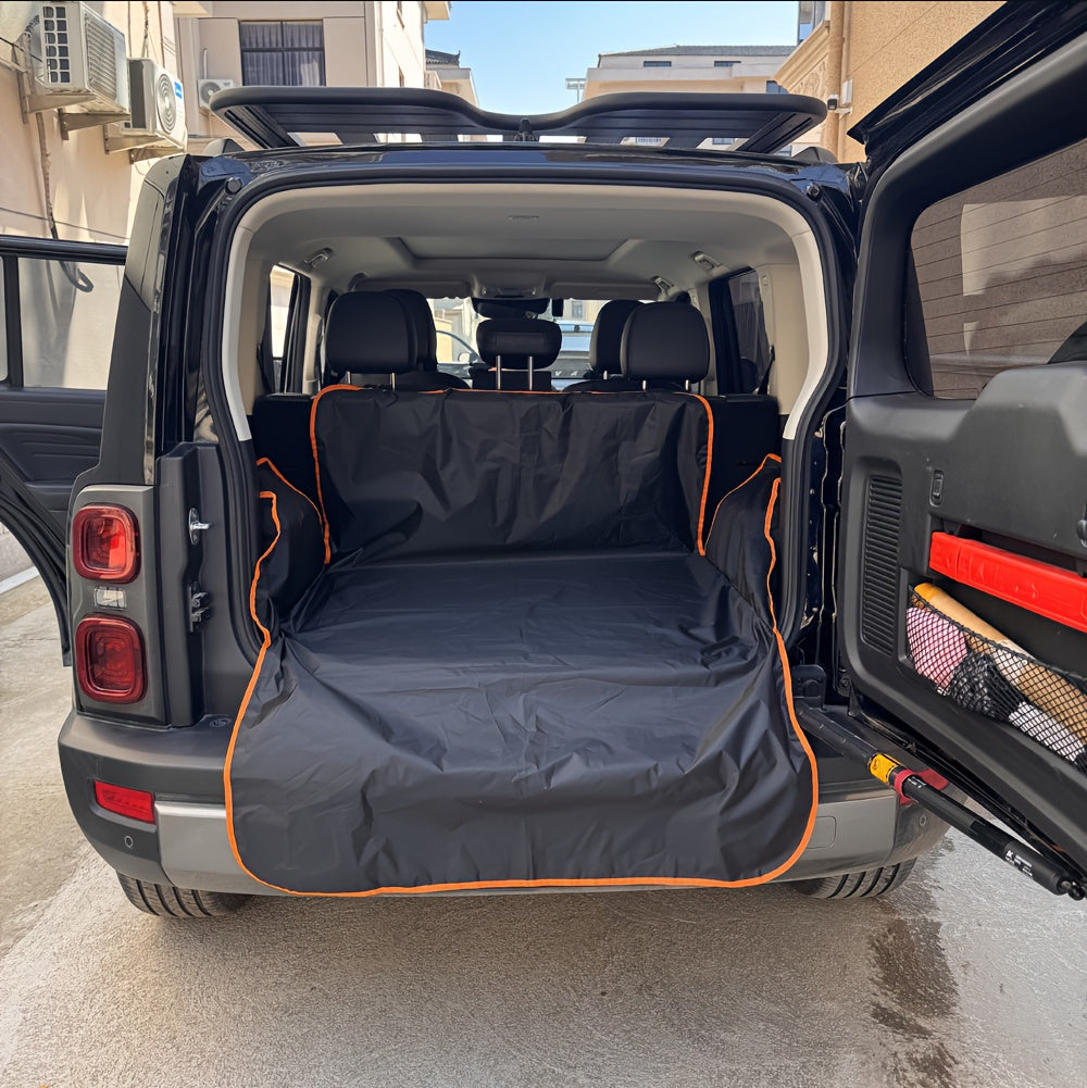Dog Cargo Liner with Orange Trim and Side Flaps, Pet Trunk Cover for SUVs and Cars, Rear Interior Protector for Everyday Travel