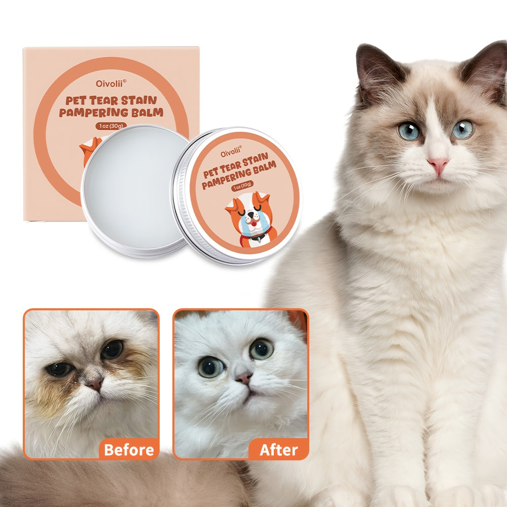 Tear Stain Remover Balm 30g for Dogs and Cats, External Eye-Area Fur Cleaning Balm for Tear Marks and Everyday At-Home Pet Grooming Routines