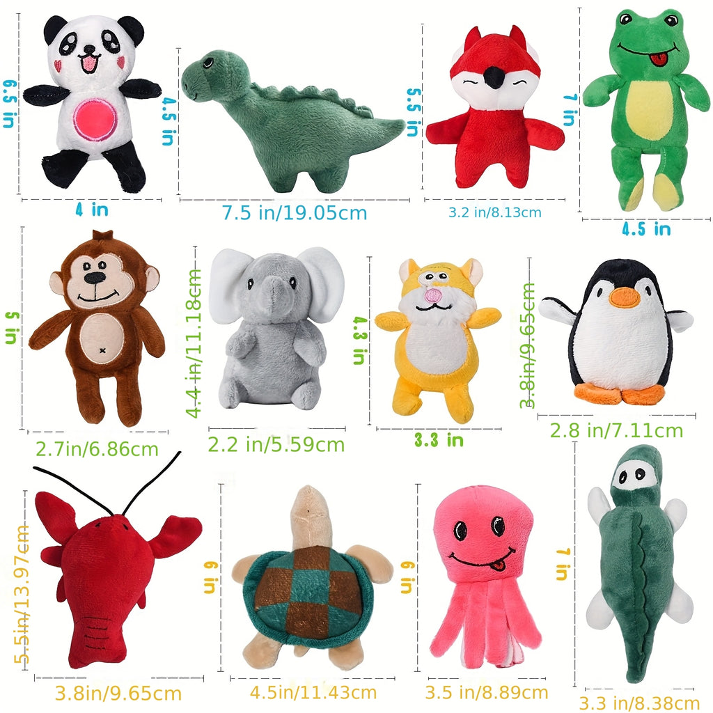 Puppy Squeaky Toy Bundle, 6 or 12 Soft Stuffed Plush Dog Toys for Small and Medium Dogs, Supervised Gentle Play and Everyday Toy Rotation