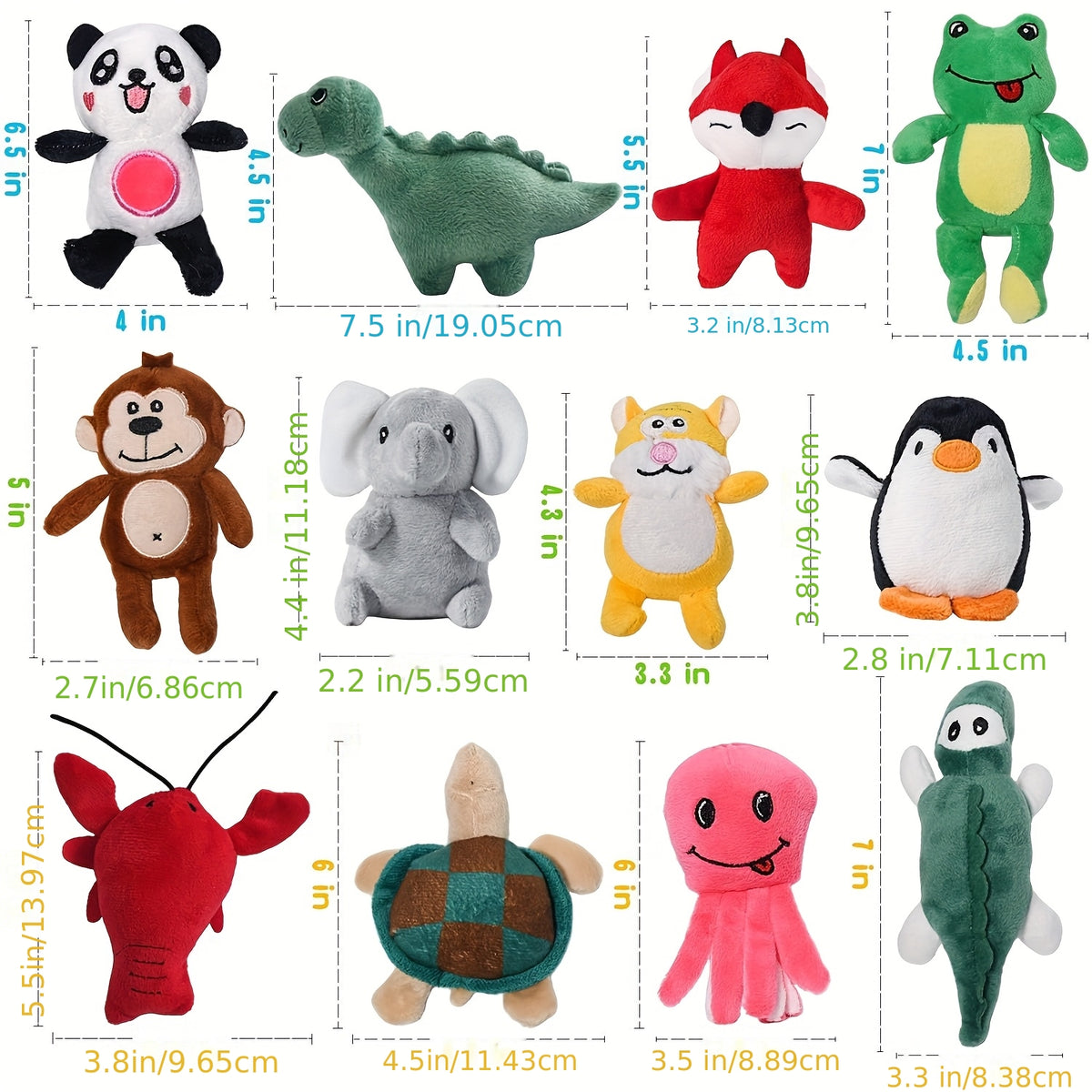Puppy Squeaky Toy Bundle, 6 or 12 Soft Stuffed Plush Dog Toys for Small and Medium Dogs, Supervised Gentle Play and Everyday Toy Rotation