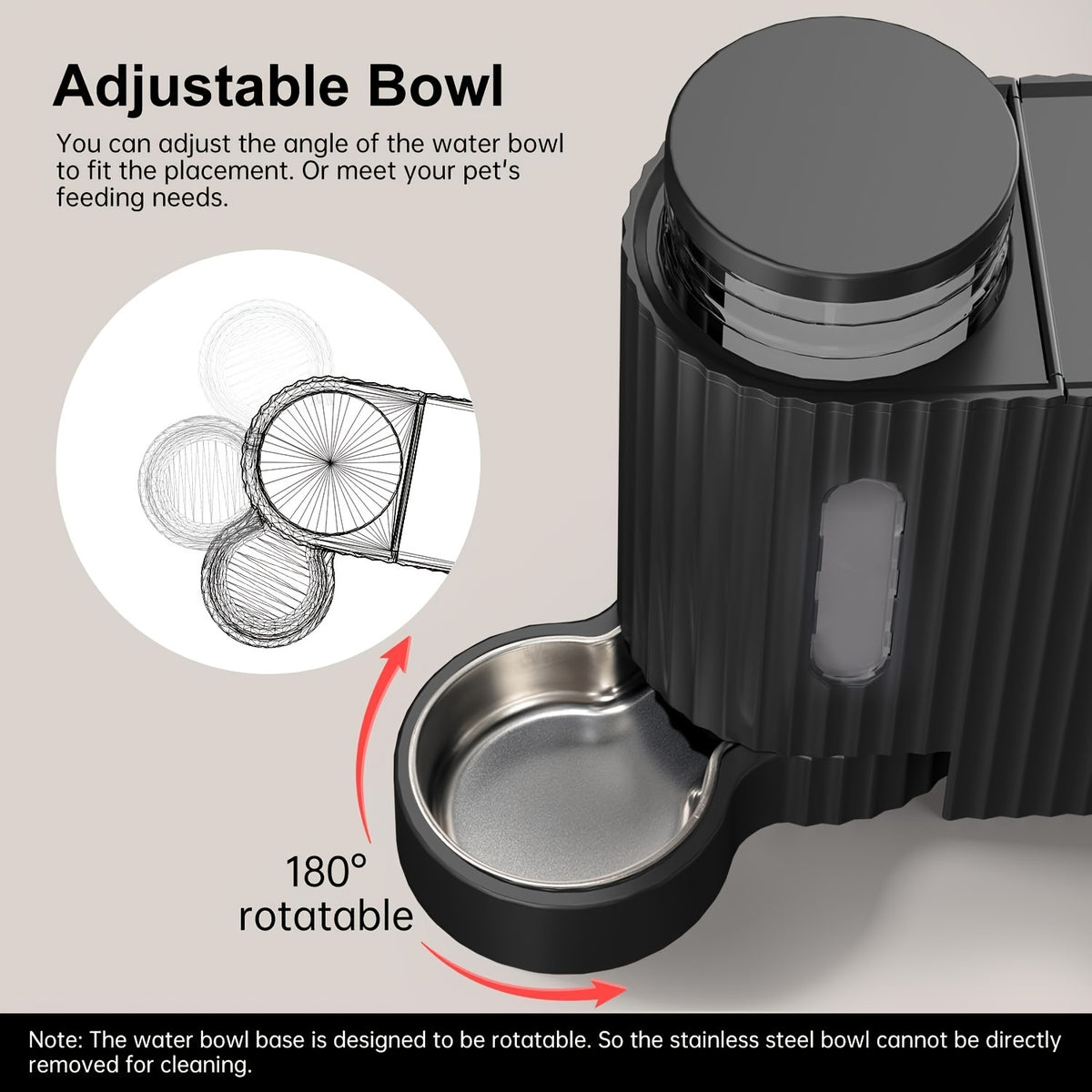 3L Gravity Pet Feeder and Water Dispenser for Cats and Dogs, Stainless Steel Design Without Battery, Black Gray or Blue for Daily Home Care