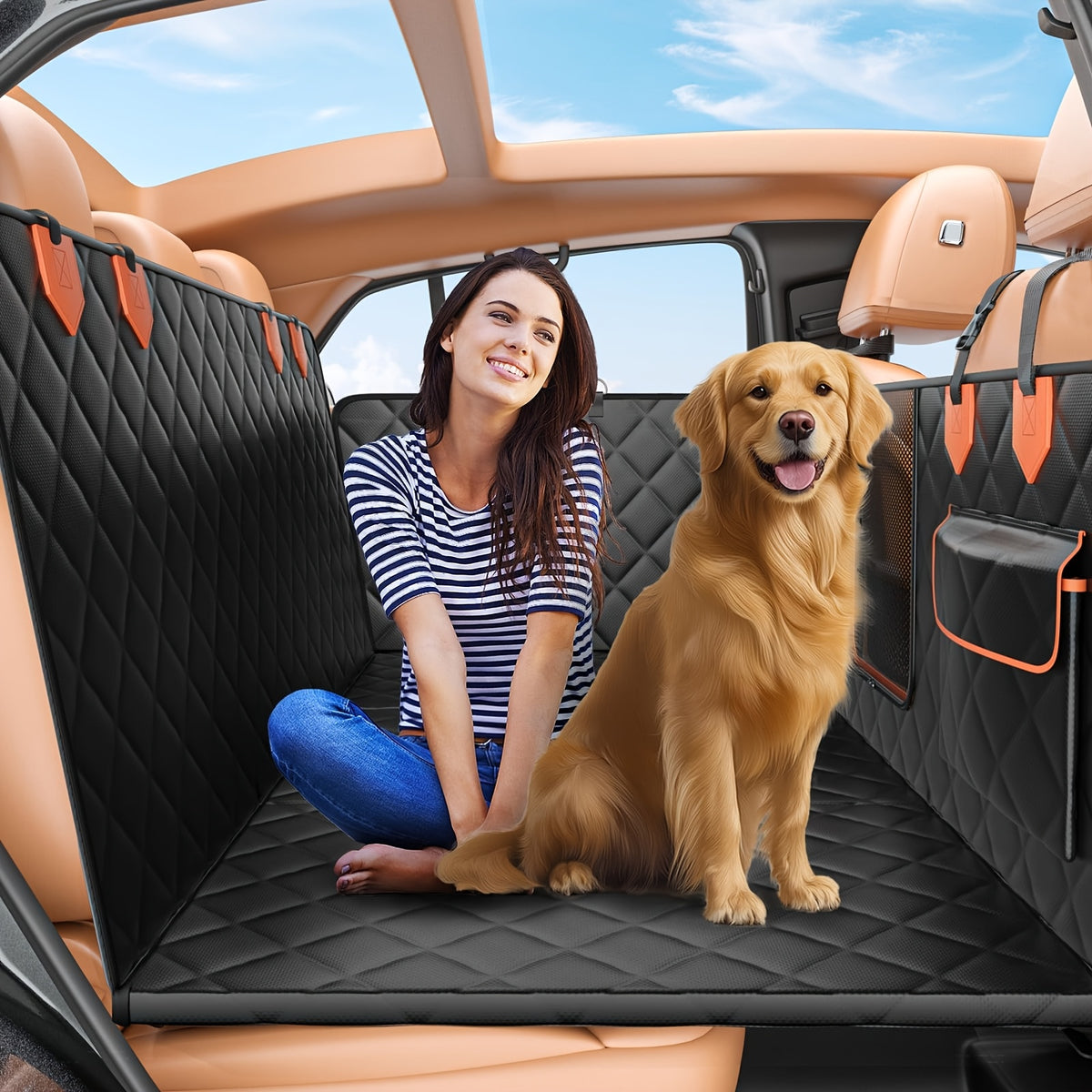Dog Back Seat Extender Travel Bed, Rear Seat Cover and Pet Hammock for Compatible Cars, SUVs and Trucks, Black or 2026 Upgraded Version