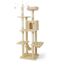 Tall Cat Tree 70 Inch for Indoor Cats, Multi-Level Climbing Tower with Top Perch, Hammock, Cave Condo and Scratching Posts in Three Colors