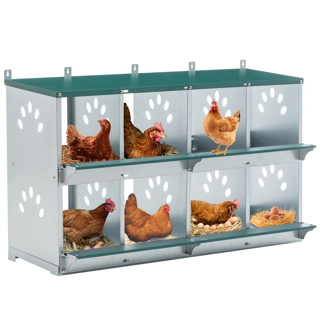 Galvanized Steel Chicken Nesting Box with Ventilation Holes, Green Model 0206 Hen Nest with Removable Divider and Nest Pad for Backyard Coops