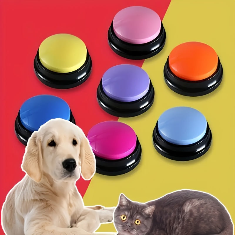 Recordable Dog Buttons 6 Pack, Pet Communication Training Buzzers in Random Colors and Patterns for Dogs and Cats, Supervised Voice Cue Practice