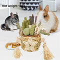 Rabbit Chew Toys Basket for Bunnies and Hamsters, Assorted Chewable Small Pet Enrichment Toys in Classic Style for Supervised Indoor Play