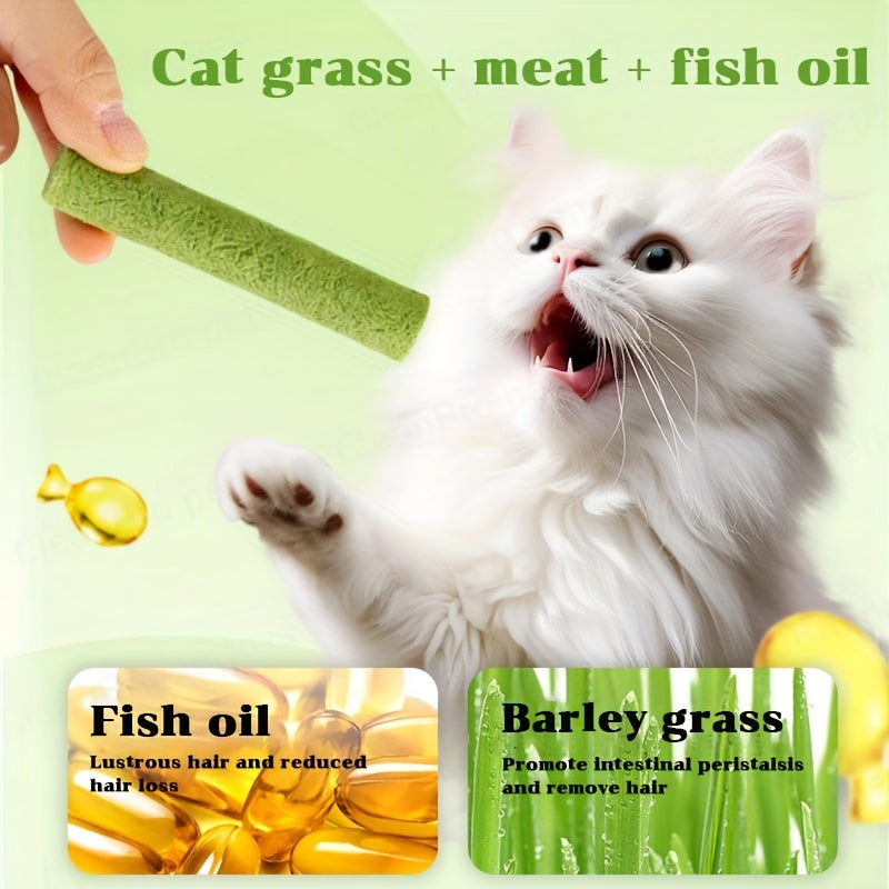 Freeze-Dried Cat Grass Sticks, 15-Piece Cat Treat Pack for Supervised Snack Time, Cat Grass Treats for Cat Owners and Pet Gift Baskets
