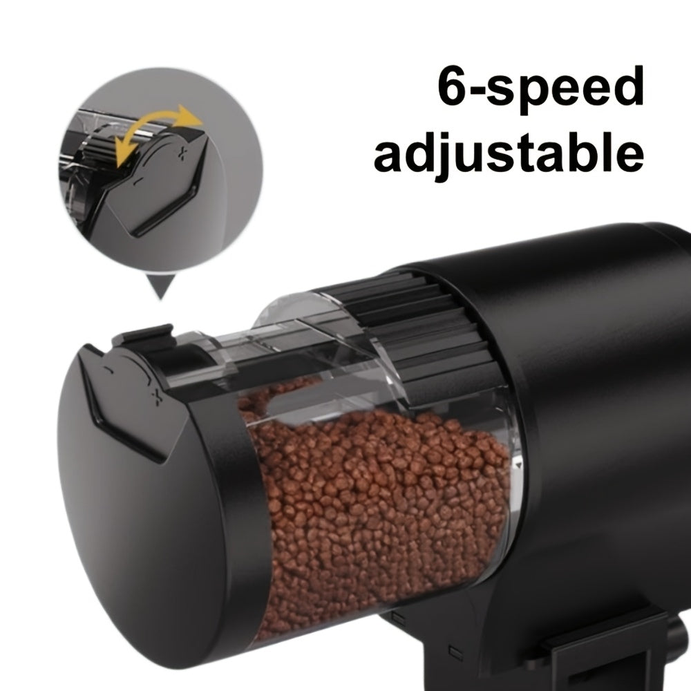 Automatic Fish Feeder with LCD Timer, Battery-Operated Aquarium Food Dispenser with 12/24/48 Hour Feeding Intervals, PVC Housing, Batteries Not Included