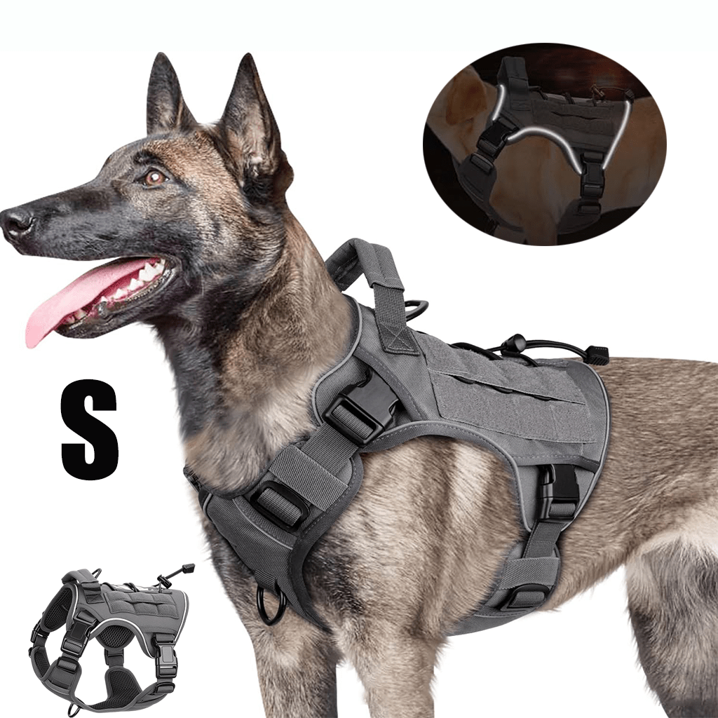 Tactical Dog Harness Vest with Adjustable Reflective Design, Machine Washable Outdoor Walking and Obedience Training Gear in S, M, L and XL