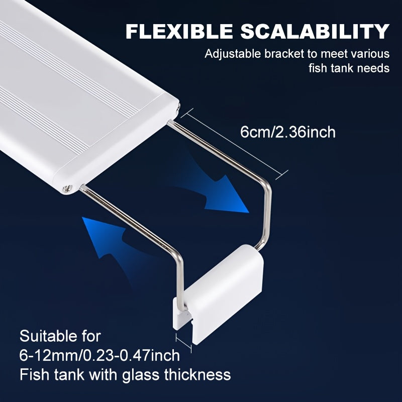 LED Aquarium Light with Extendable Clip Mount, Fish Tank Lamp for Aquatic Plant Displays in Four Fit Options Covering 7.08 to 22.83 Inches