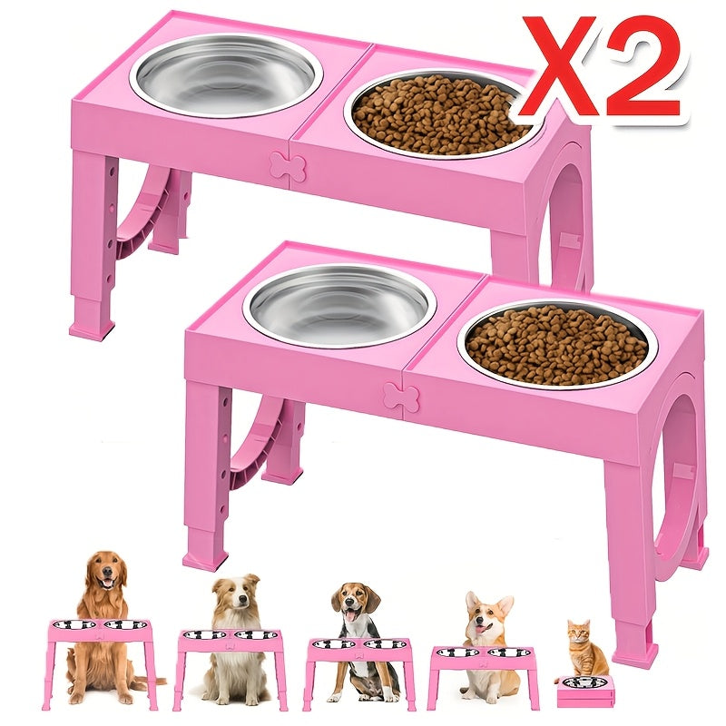 Elevated Dog Bowls Feeding Station with 9, 11, 12 and 14 Inch Adjustable Heights, Raised Food and Water Stand for Medium and Large Dogs