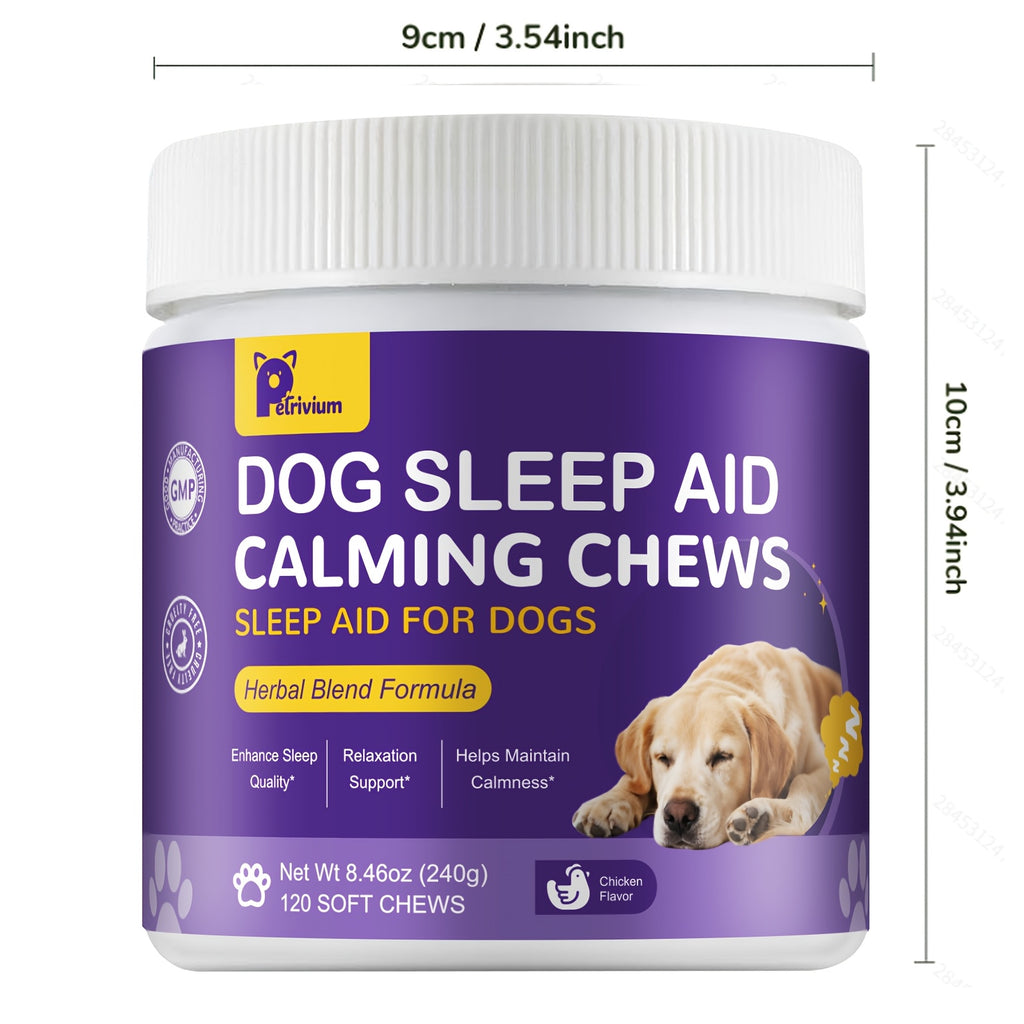Chicken Flavor Dog Calming Chews, 120 Count Soft Chew Supplement with Herbal Blend Formula in a 240g Jar for Owner-Managed Wellness Routines
