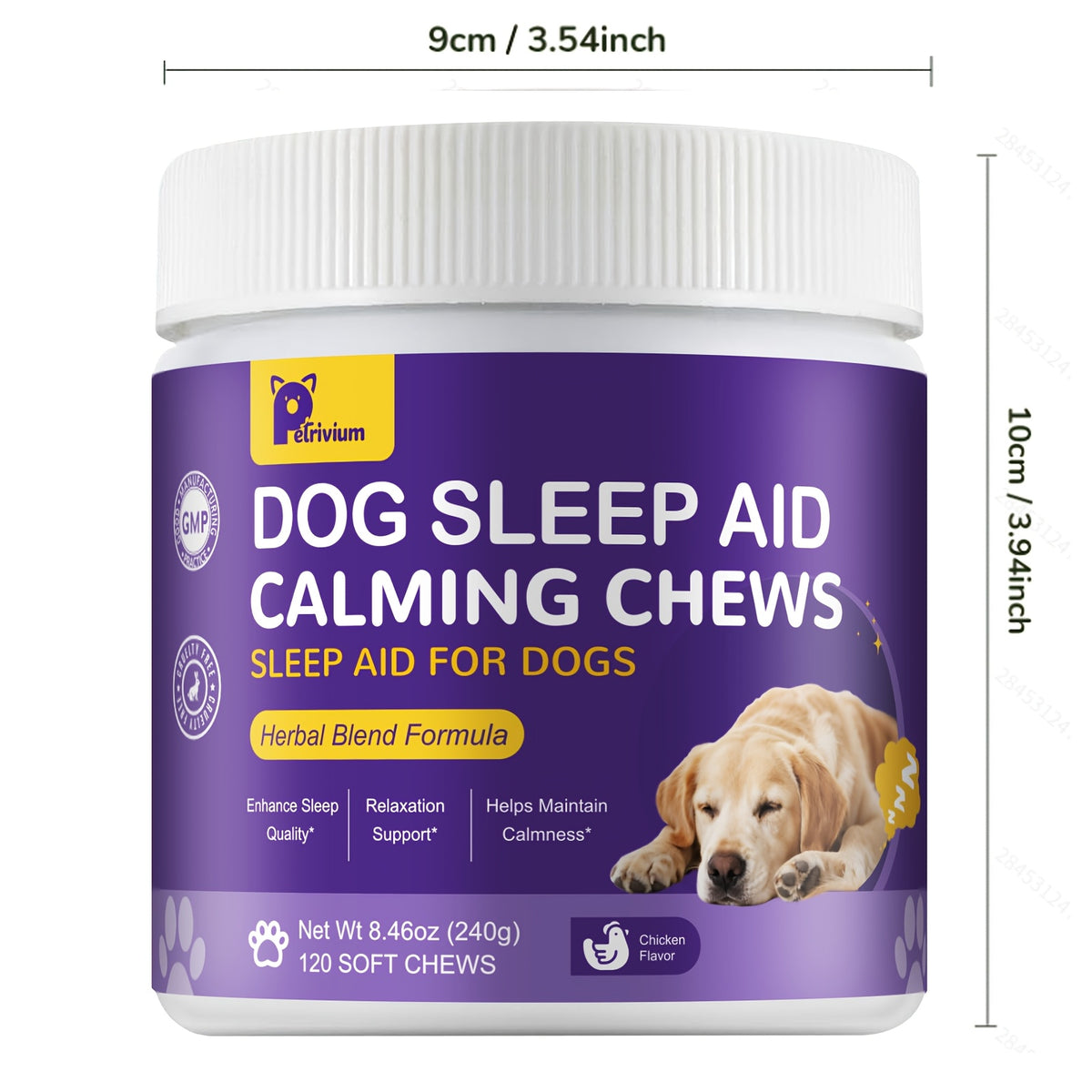 Chicken Flavor Dog Calming Chews, 120 Count Soft Chew Supplement with Herbal Blend Formula in a 240g Jar for Owner-Managed Wellness Routines