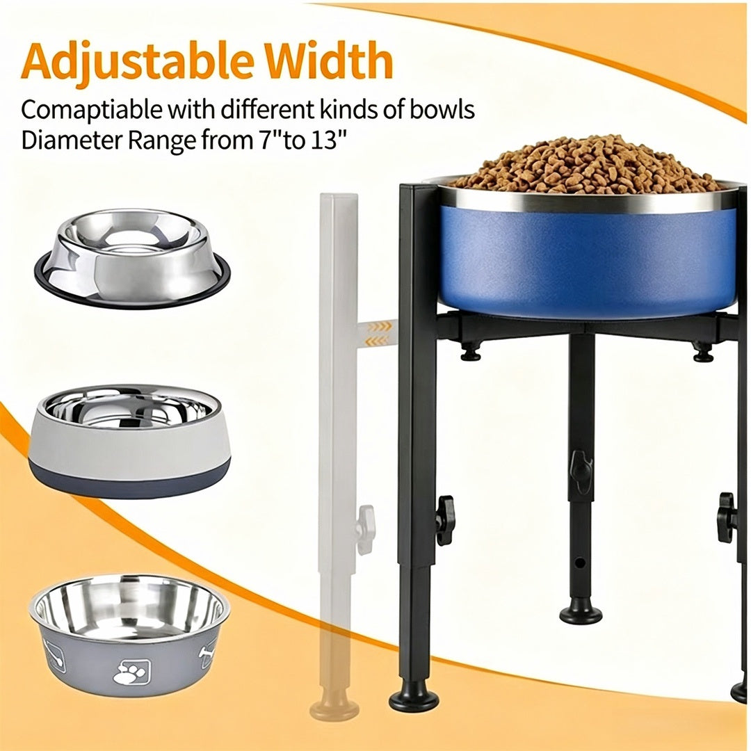 Height Adjustable Dog Bowl Stand, 8.5–14.5 Inch Metal Raised Bowl Holder for 7–11 Inch Bowls, Felt Noise-Reducing Pads for Medium and Large Dogs