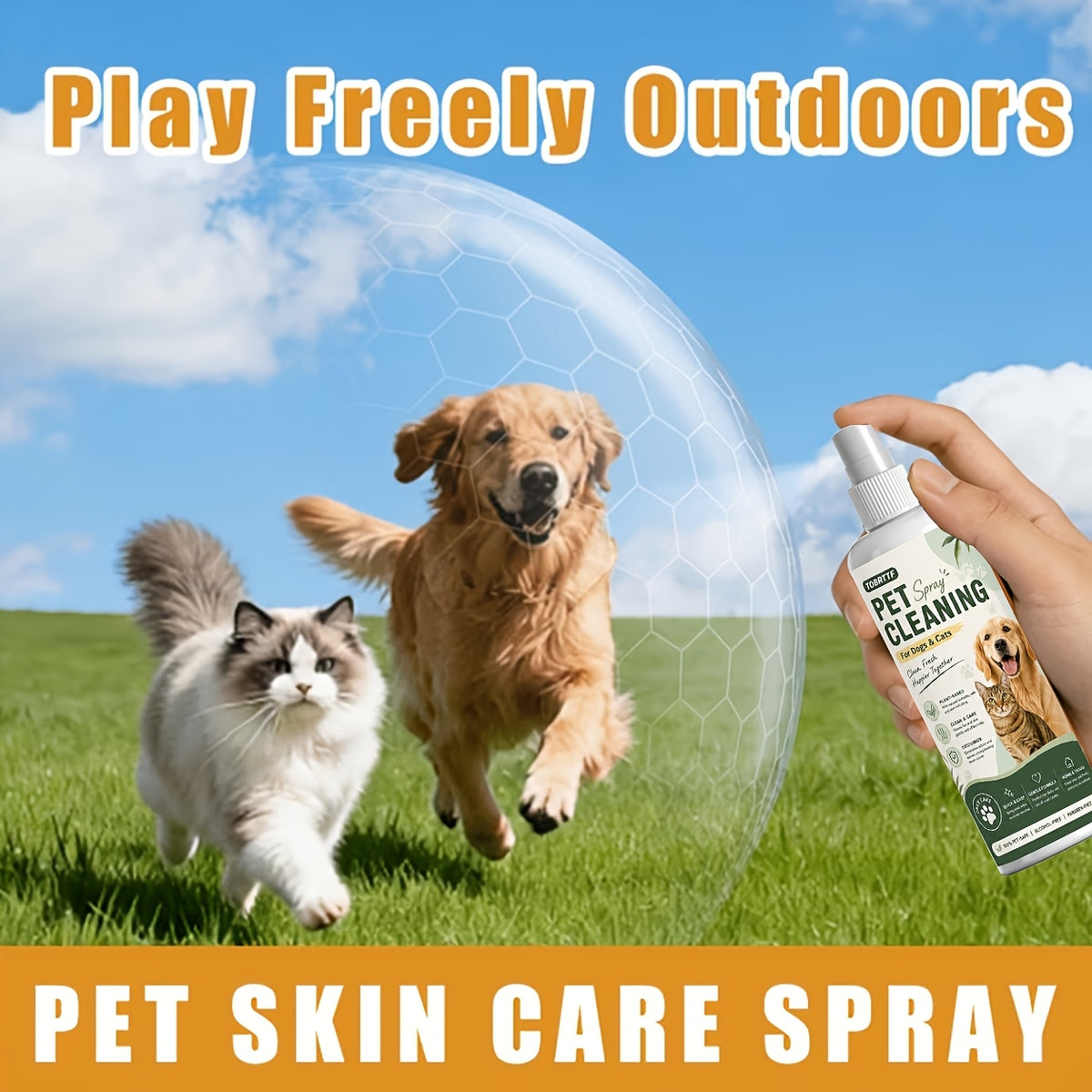Pet Skin Care Spray for Dogs and Cats, 100ml Fresh Scent Grooming Mist for At-Home Skin and Coat Care Routines and Pet Parent Essentials