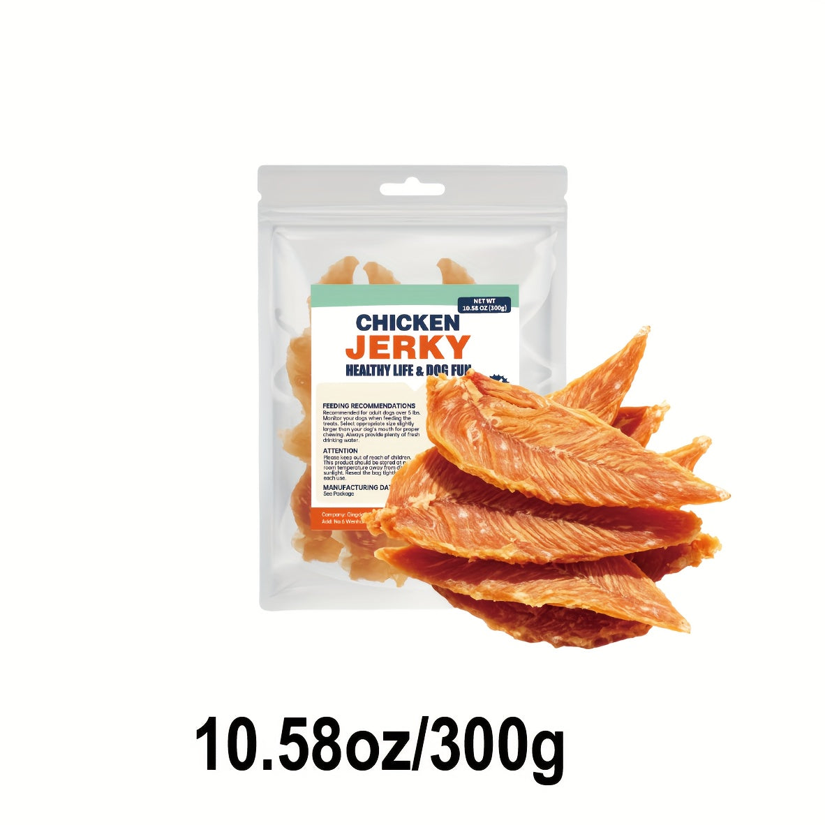 Grain-Free Chicken Jerky Strips for Dogs, High-Protein Dried Meat Training Treats for Small and Large Breeds, 300g, 600g and 900g Options