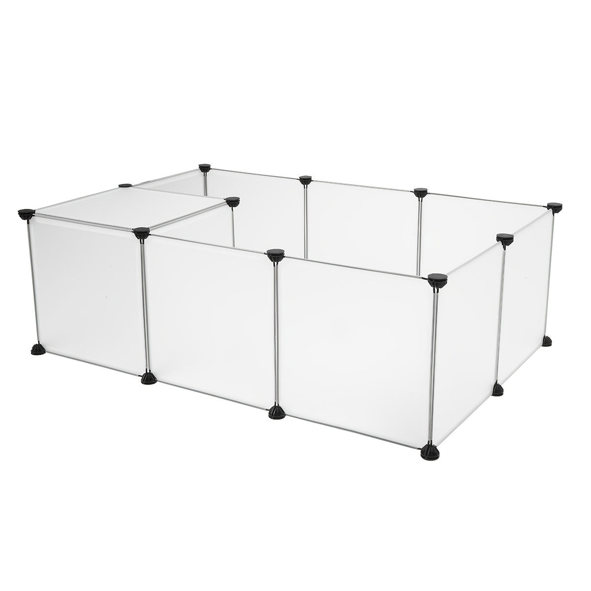 Plastic Pet Playpen with 12 Modular Panels, Portable DIY Indoor Fence for Small Animals and Puppies, Connectors and Assembly Mallet Included