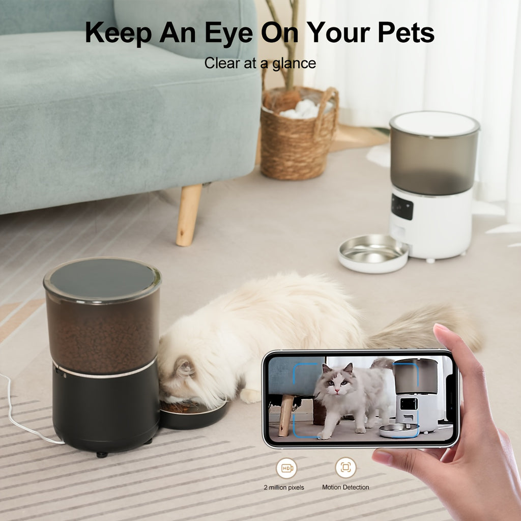 4L Automatic Pet Feeder by NPET, Cat and Dog Food Dispenser with Stainless Steel Bowl, USB or Battery Power and App or Camera Version Options