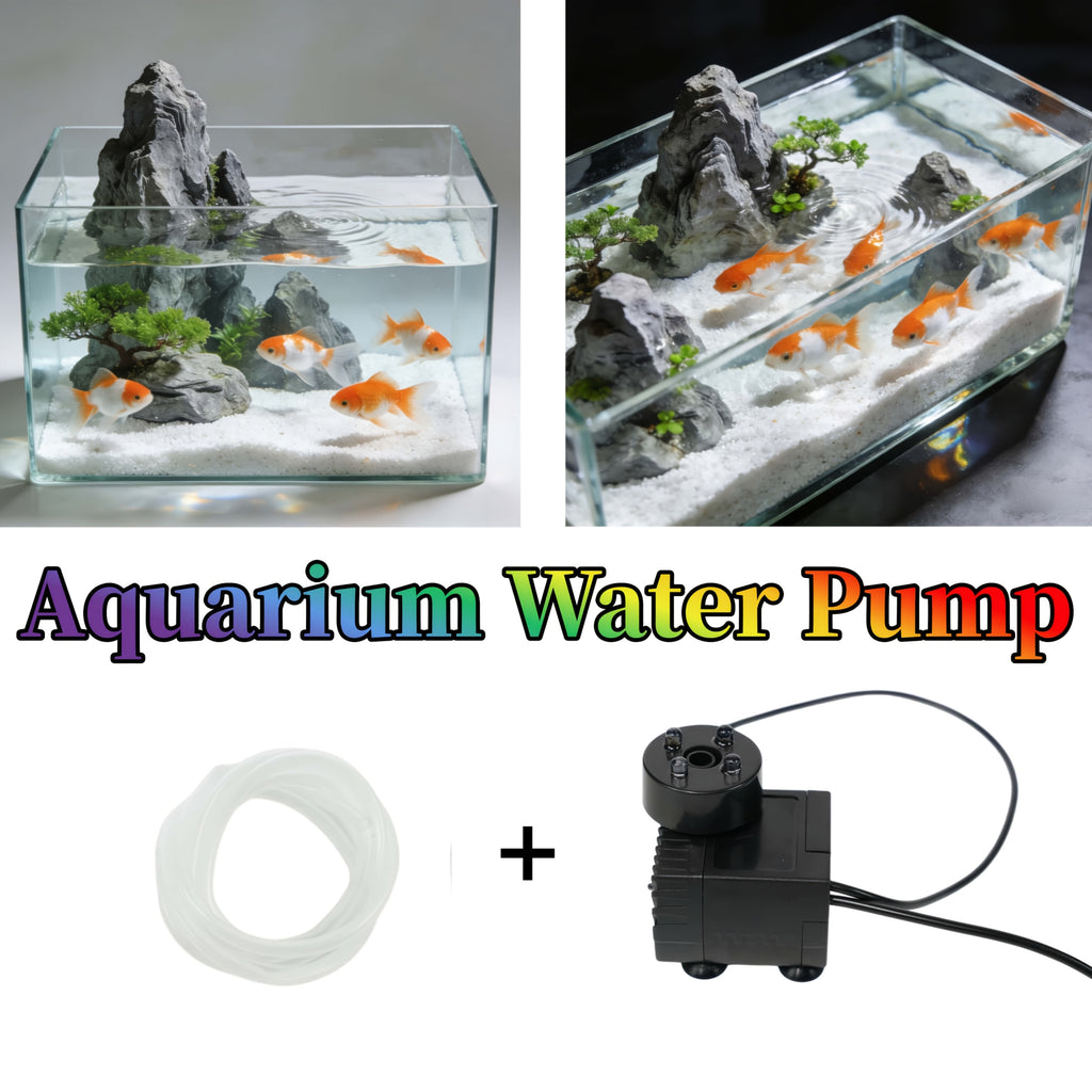 USB Aquarium Water Pump with Light and 39.37-Inch Clear Hose, Submersible Fish Tank Pump for Water Changes and Indoor Fountain Setups