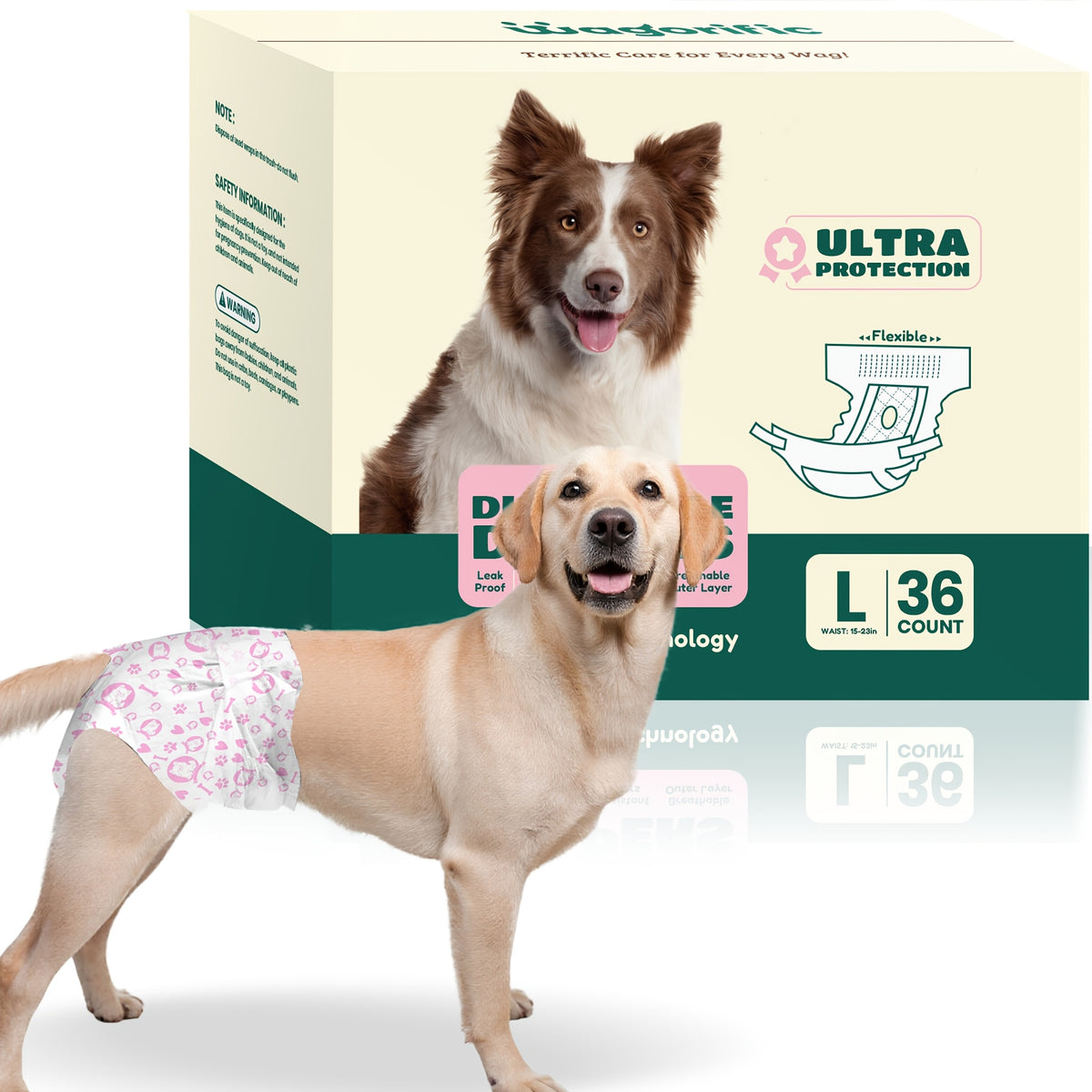 Disposable Male Dog Wraps with 5-Layer Absorbent Protection, Soft Breathable Dog Diapers in A001 or A004 Options for Supervised Indoor Accident Care