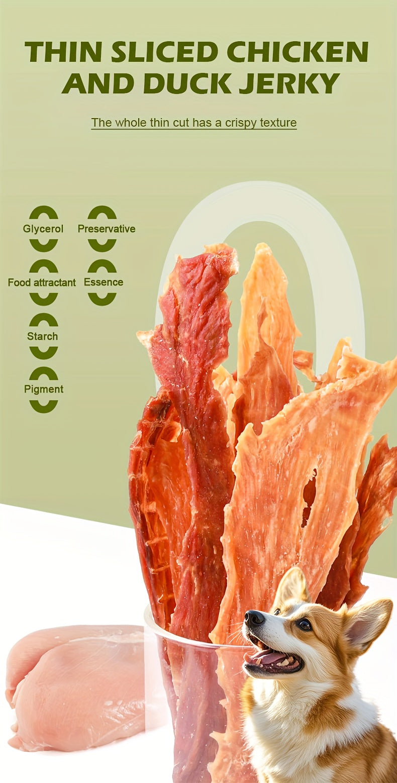 Dog Jerky Treats Chicken and Duck Mix 100g, 100% Real Meat High Protein Training Snacks for Small, Medium and Large Dogs, Long-Lasting Chews for Puppies and Adults