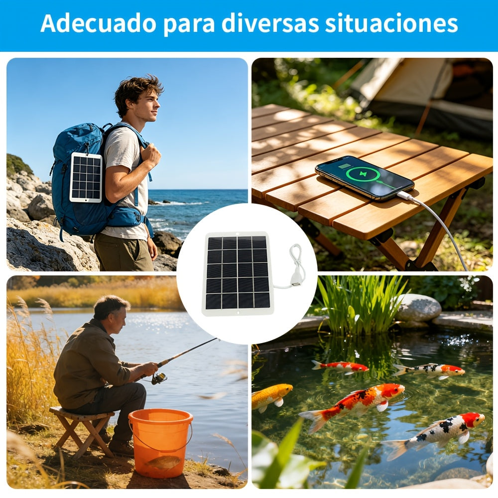 Solar Pond Air Pump with Dual Outlets, Portable Hanging Aquarium Aerator with Solar Panel, Air Tubing and Two Air Stones for Outdoor Fishkeeping
