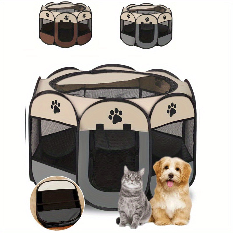 Portable Octagonal Pet Playpen, Foldable Oxford Cloth Travel Enclosure with 30, 37 and 46 Inch Size Options for Supervised Indoor and Outdoor Use
