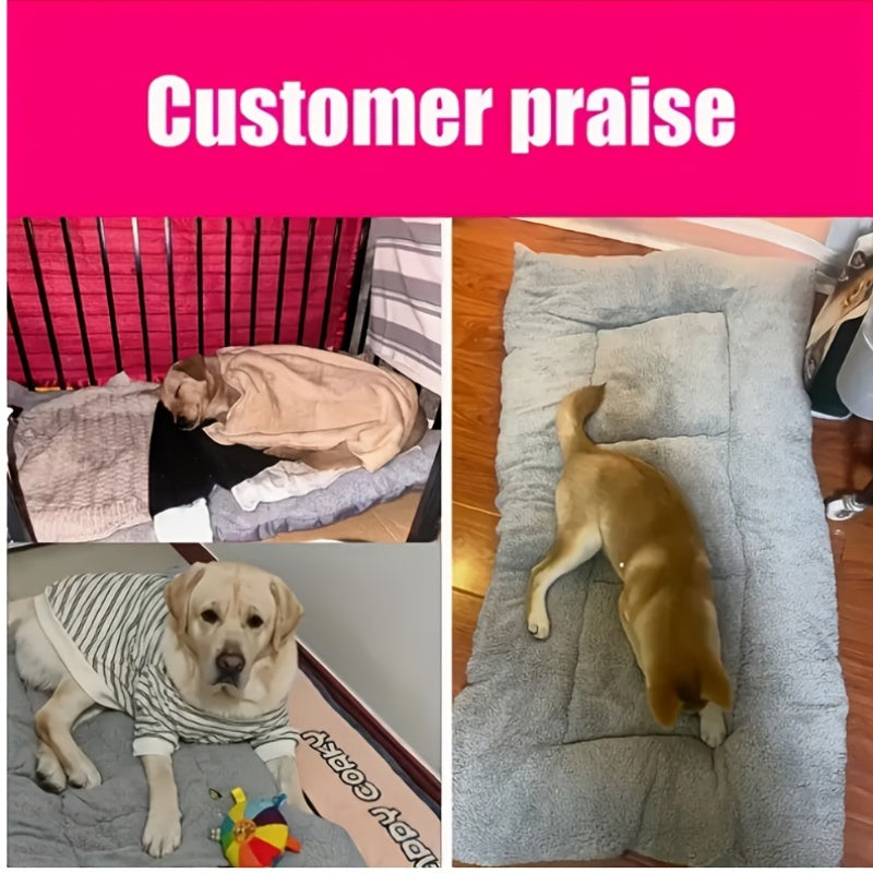 Plush Dog Sofa Bed in Grey, Thickened Soft Polyester Rectangular Pet Sleeping Pad for Dogs and Cats, Cozy Home Lounging and Crate Mat Use