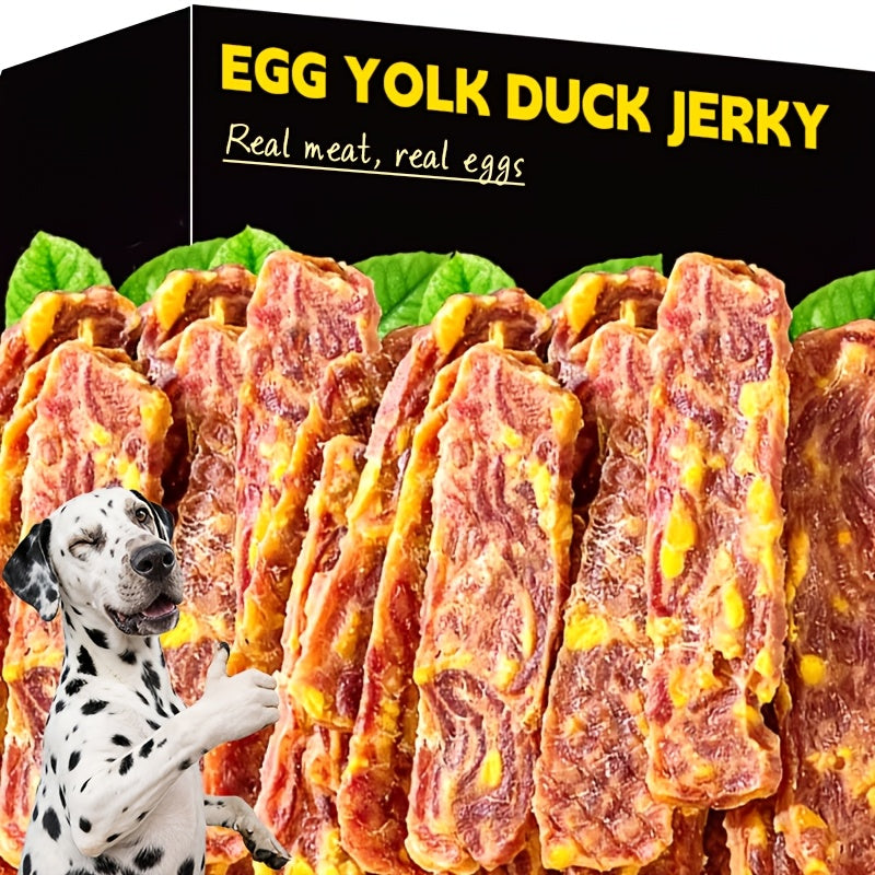 Duck and Egg Yolk Dog Treats 100g, Air-Dried Mixed Jerky Slices with Firm Chewy Texture for Supervised Rewards and Everyday Snack Time