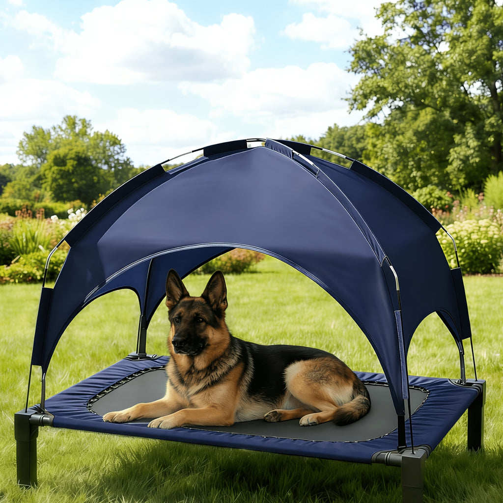 Outdoor Dog Bed with Removable Canopy, Portable Elevated Pet Cot in 42, 51 and 58 Inch Options for Dogs and Cats, Patio and Camping Rest