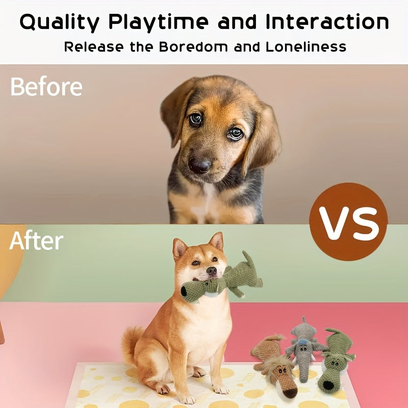 Textured Plush Dog Toys 3 Pack, Soft Animal-Shaped Puppy Play Companions for Supervised Gentle Chewing, Indoor Games and Dog Lover Gifts
