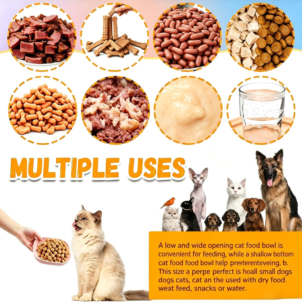 Shallow Cat Food Plates Set, 10 Plastic Wide-Mouth Feeding Dishes with 1 Storage Box, Flat-Bottom Wet Food Bowls for Cats, Kittens and Small Dogs