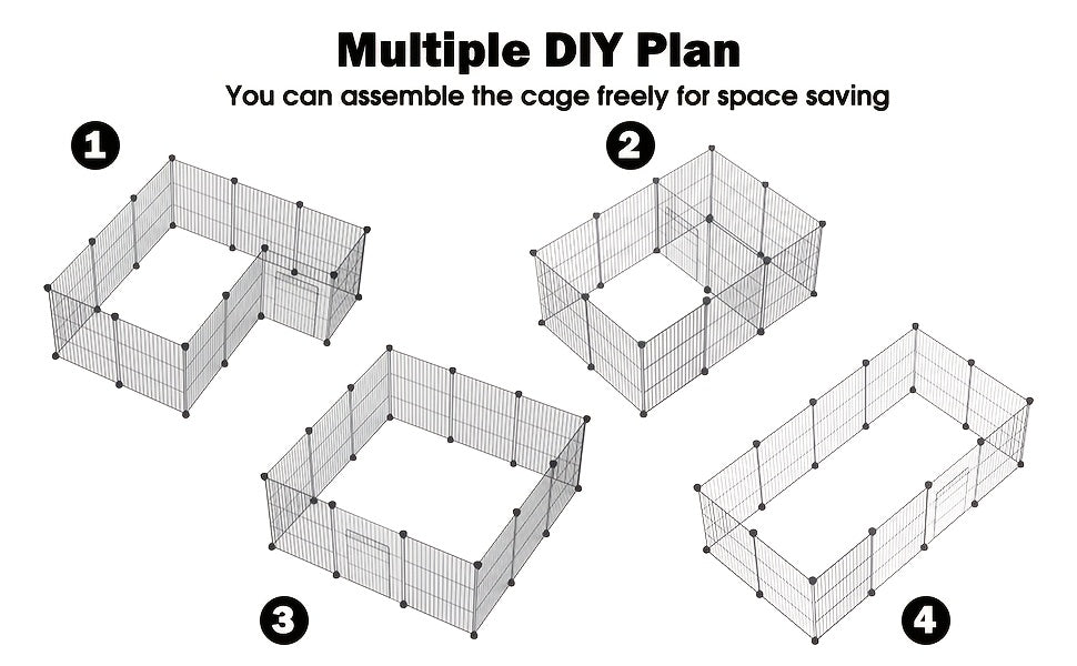 Guinea Pig Cage 48-Inch C&C Small Animal Playpen with One-Hand Release Hook, Triple Fixing Design and Optional PVC Bottom Liner