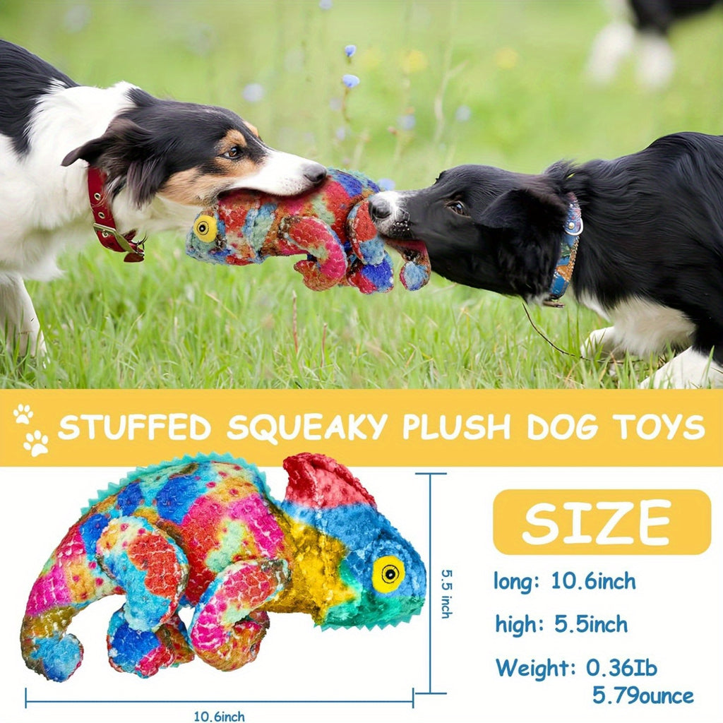 Chameleon Dog Toy with Crinkle Paper, Stuffed Animal Pet Toy for Battery-Free Supervised Indoor Play and Dog Birthday Gifts