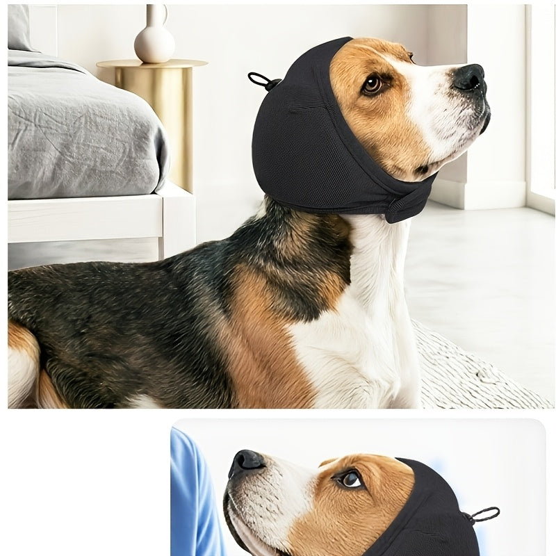 Dog Grooming Hood with Foam Pad, Adjustable Head Wrap for Supervised Bathing and Grooming Routines, Brown Dark Gray or Crimson in S M L