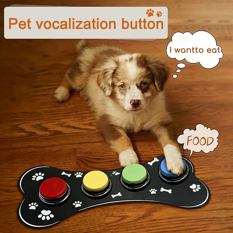 Dog Communication Buttons with Easy-Clean Training Mat for Supervised Talking Button Practice, Model 001 or 002, Batteries Not Included