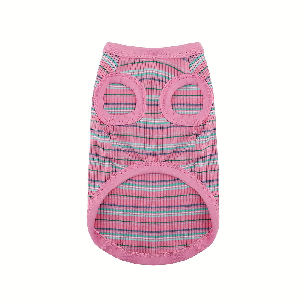 Striped Dog Tank Top with Soft Ribbed Fabric, Sleeveless Pullover Pet Vest for Small Dogs, Six Colors and XS–XXL Size Options, Hand Wash Only