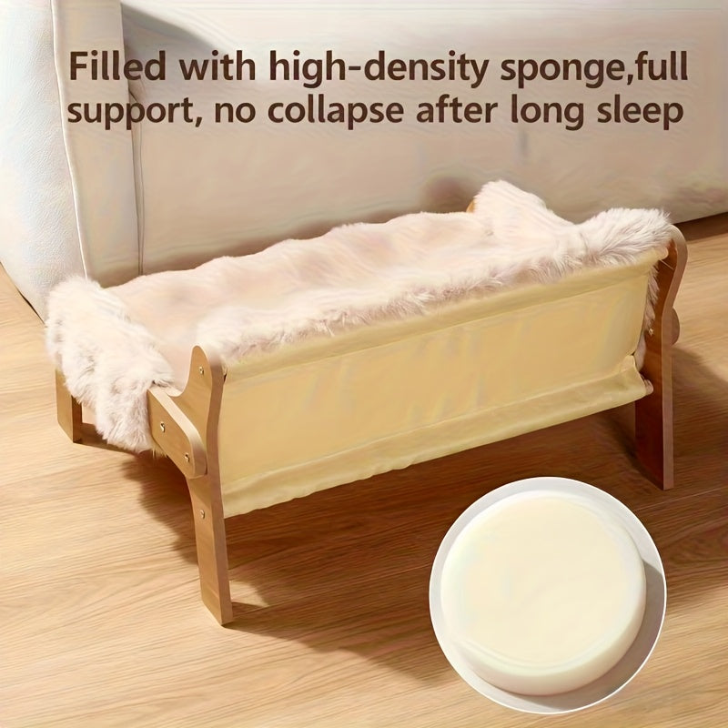 Plush Cat Sofa Bed with Elevated Design, Removable Washable Pet Lounger for Cats and Dogs, Brown Yellow or Grey for Everyday Indoor Rest