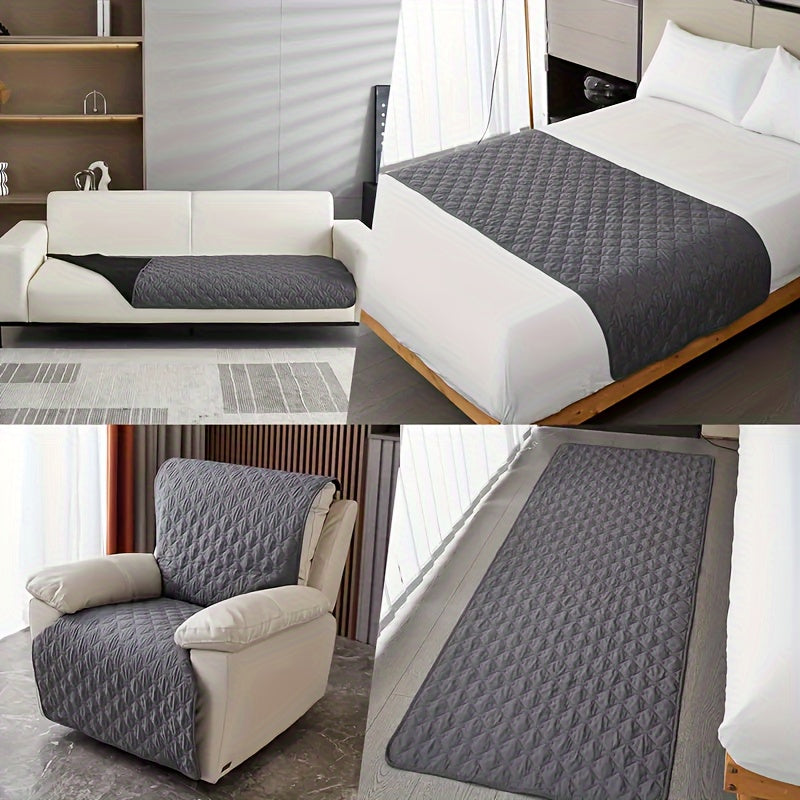 Dog Blanket with Bone Pattern and TPU Inner Membrane, Reversible Machine Washable Pet Couch and Bed Cover in Grey or Coffee, Seven Sizes