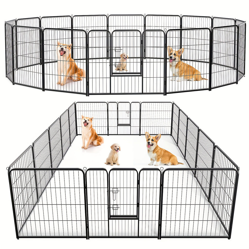 Puppy Exercise Playpen for Indoor Outdoor Use, 8-Piece 24, 32 or 40 Inch and 16-Piece 32 Inch Options for Supervised Dog Play and Home Routines