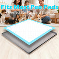 Silicone Puppy Pad Holder for 24 x 24 Inch Training Mats, Portable Grey Square Dog Potty Tray with Leak-Proof Design for Indoor Floor Protection