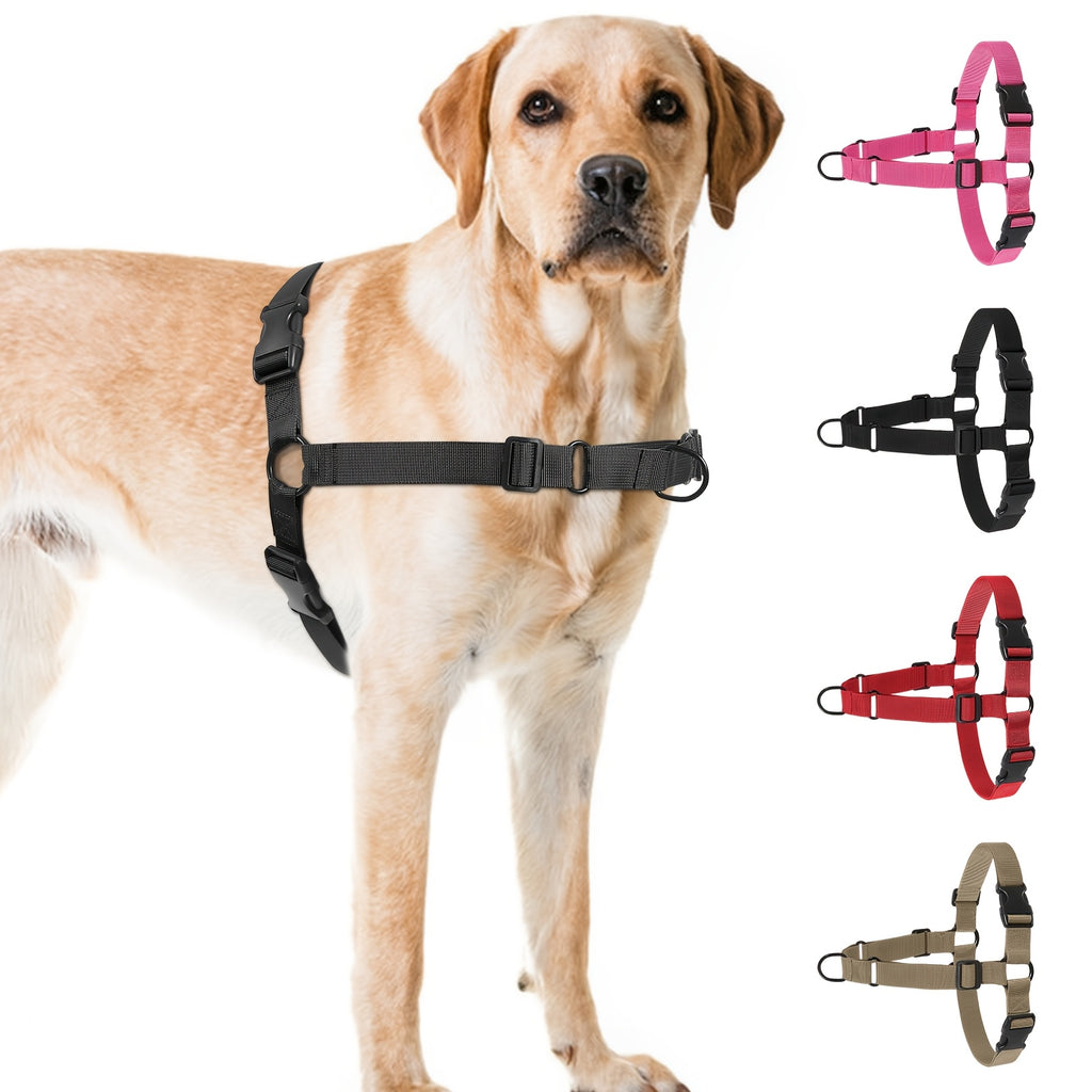 Adjustable No Pull Dog Harness for Walking, Hiking and Training, Pink, Black, Red or Khaki Pet Harness with S, M, L and XL Size Options