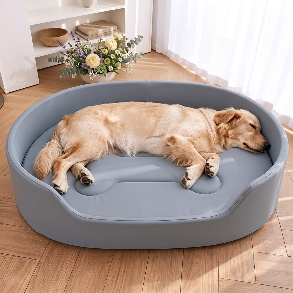 Oxford Cloth Dog Bed 2XL with Raised Sides, Washable Cushioned Pet Lounger for All-Season Indoor Rest and Sheltered Outdoor Use, Green or Grey