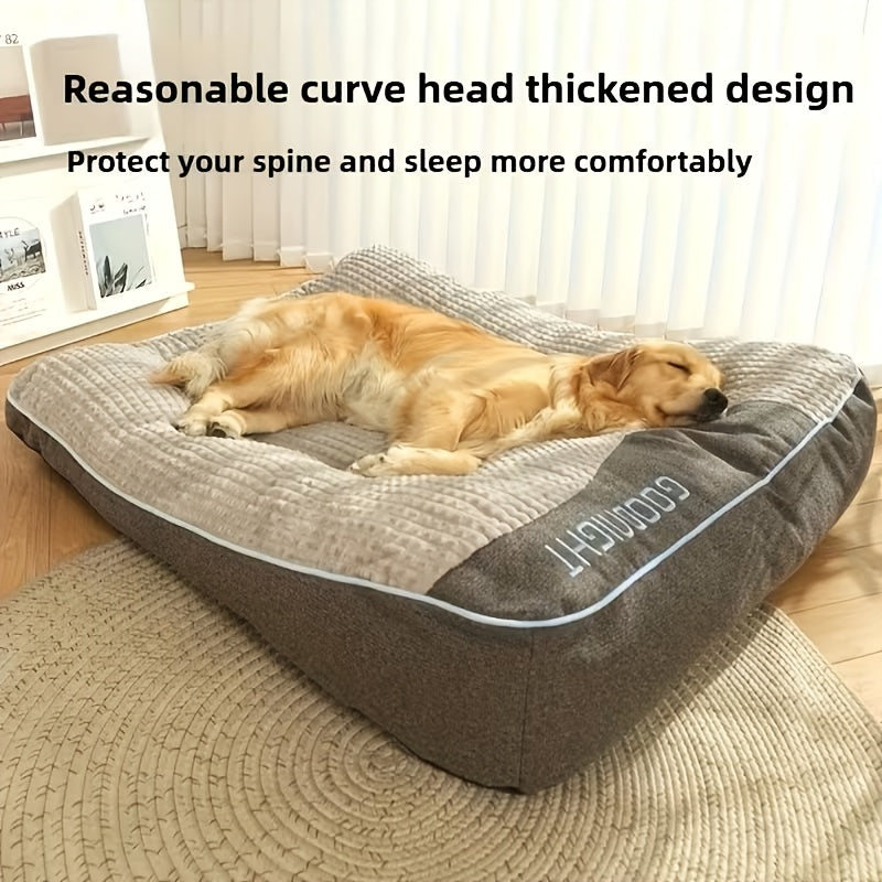 Bolster Dog Sofa Bed in Gray, Medium 25.59 x 19.69 x 7.09 Inch Plush Pet Cushion with Raised Pillow Edges for Cozy Indoor Rest and Lounging