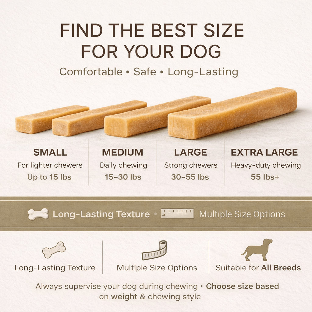 Himalayan Yak Cheese Dog Chews 4-Pack, Hard Cheese Chew Treats with Limited Ingredients in Small, Medium or Extra Large for Supervised Chewing