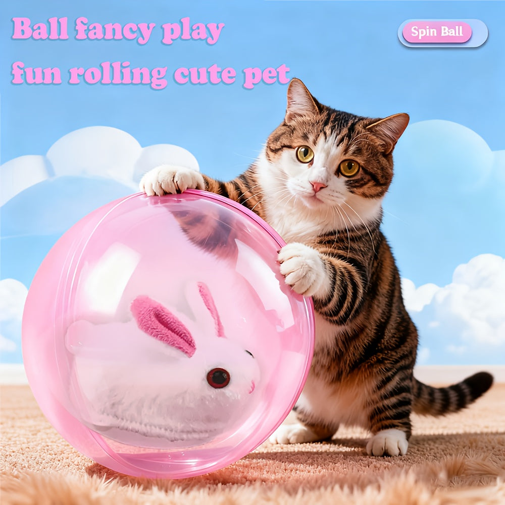 Rechargeable Cat Toy Ball with Motion Activated Movement, Automatic Indoor Chase Toy in Blue or Pink with Rabbit or Squirrel Style Options